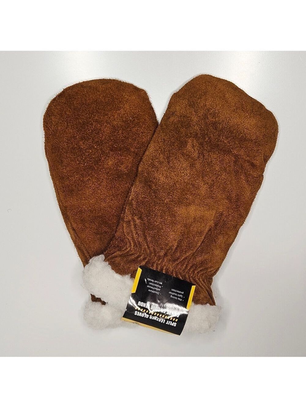 Split Leather Work Gloves Mittens Fleece Lined Insulated Winter Farm Outdoor
